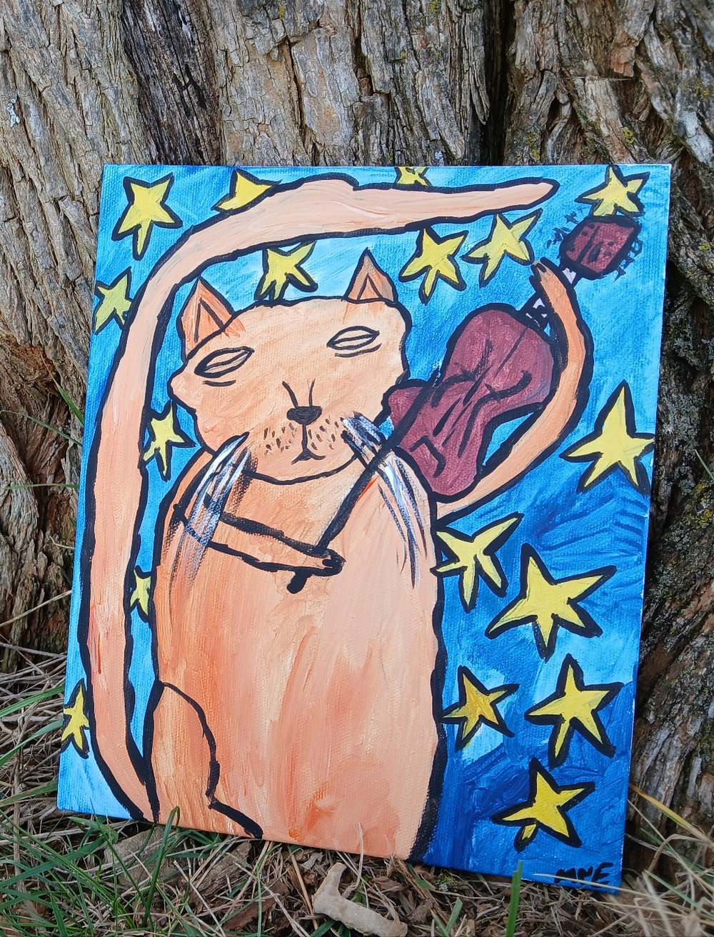 Cat Playing Fiddle Painting - Picture 6 of 8